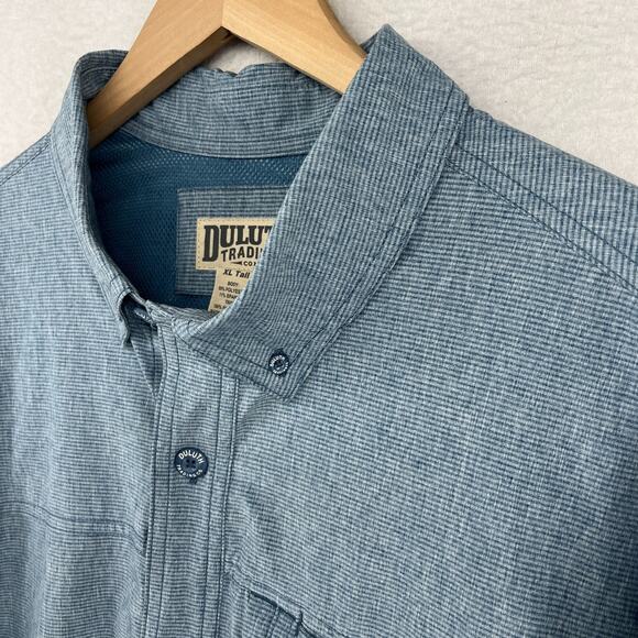 DULUTH TRADING Shirt Mens XLT Tall Stripe Button Up Vented Roll Tab Sleeve Blue - Picture 10 of 16